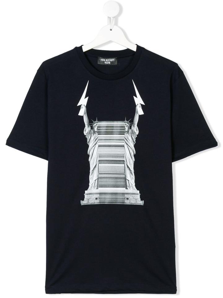 Neil Barrett Kids Lightning Bolt Statue Of Liberty Printed T-shirt -