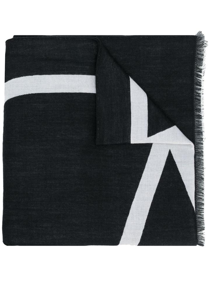 Valentino Contrasting Vlogo Scarf - Black