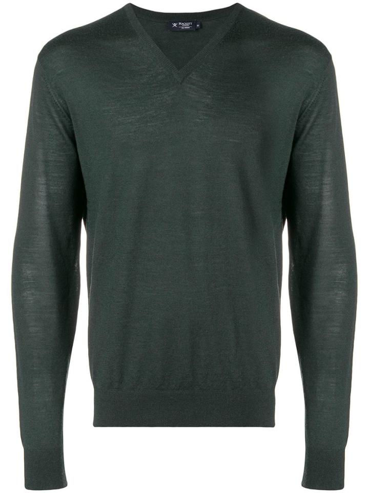 Hackett Fine Knit V-neck Sweater - Green