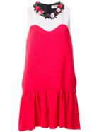 Msgm Embellished Drop Waist Dress - Red