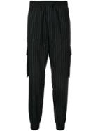 Juun.j Pin Stripe Drawstring Trousers - Black