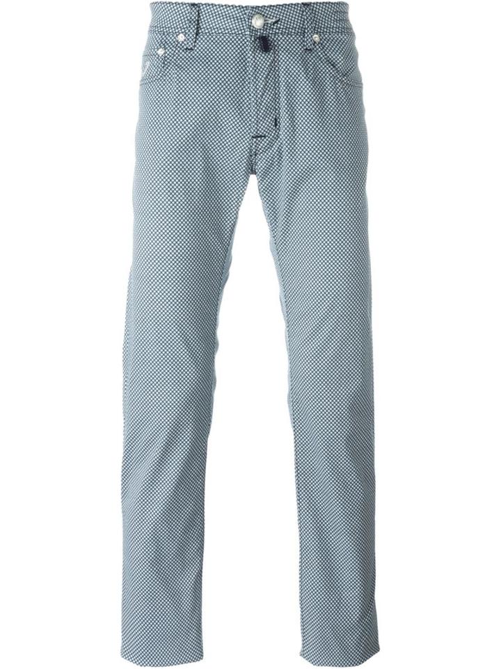 Jacob Cohen Dotted Straight Leg Jeans, Men's, Size: 33, Blue, Cotton/polyamide/spandex/elastane