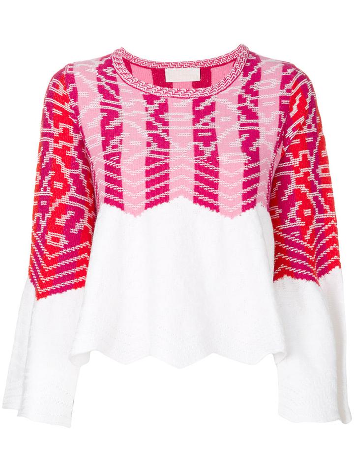 Peter Pilotto - Zig-zag Instarsia Sweater - Women - Cotton/polyamide/viscose/wool - L, Pink/purple, Cotton/polyamide/viscose/wool