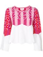 Peter Pilotto - Zig-zag Instarsia Sweater - Women - Cotton/polyamide/viscose/wool - L, Pink/purple, Cotton/polyamide/viscose/wool
