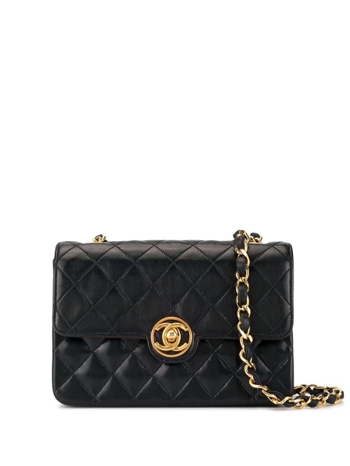 Chanel Pre-owned Quilted Cc Single Chain Mini Shoulder Bag - Black