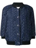 3.1 Phillip Lim Three-quarter Sleeve Bomber Jacket, Women's, Size: 2, Blue, Polyester/cork/viscose