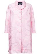 Boutique Moschino - Leaf Patterned Ruffle Hem Coat - Women - Cotton/nylon/polyester - 46, Pink/purple, Cotton/nylon/polyester