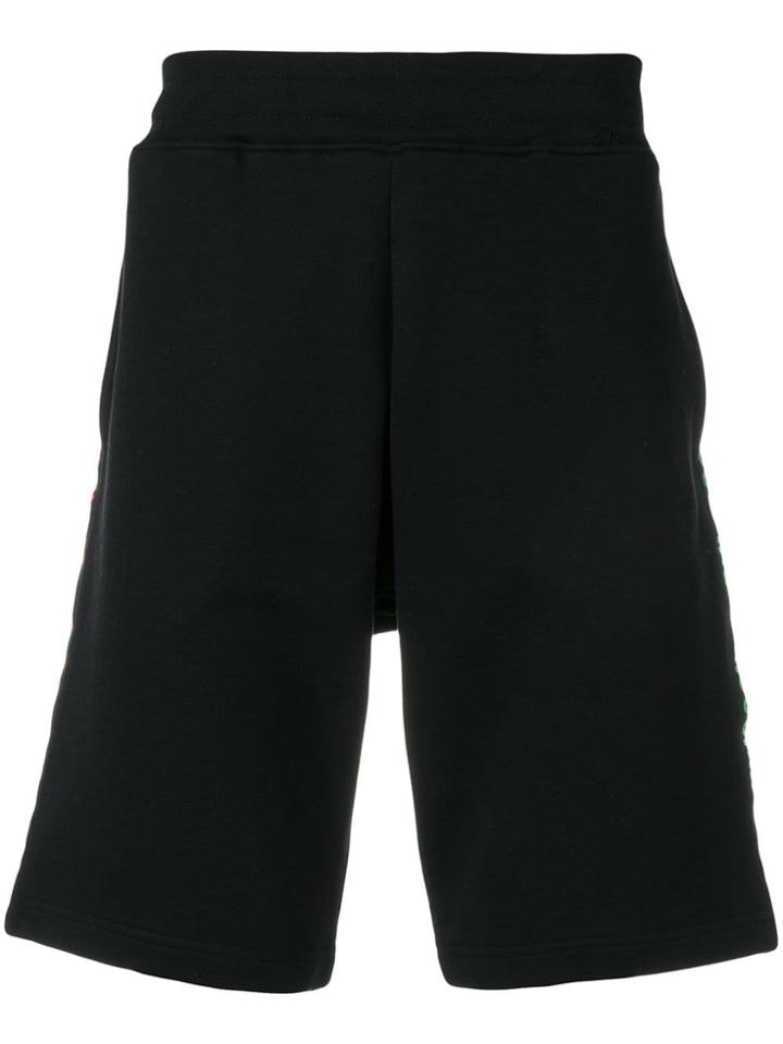 Moschino Logo Stripe Track Shorts - Black