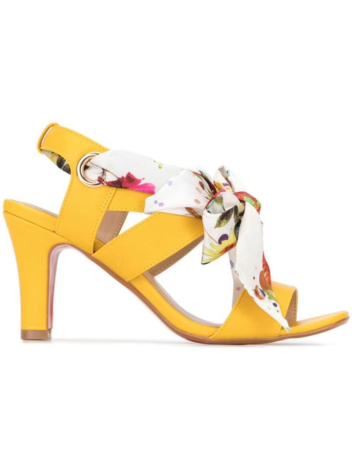 Loveless Bow Detail Heeled Sandals - Yellow