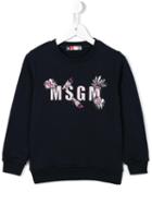 Msgm Kids Logo Patch Sweatshirt, Girl's, Size: 8 Yrs, Blue