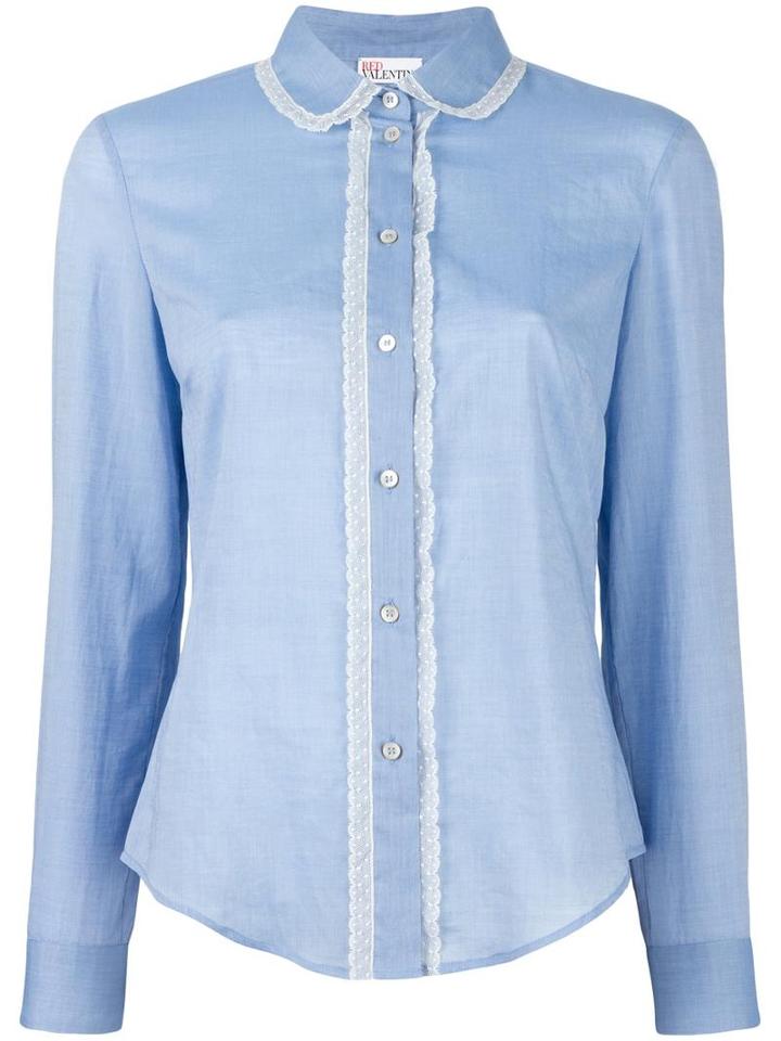 Red Valentino Lace Trim Shirt, Women's, Size: 38, Blue, Cotton