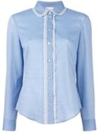 Red Valentino Lace Trim Shirt, Women's, Size: 38, Blue, Cotton