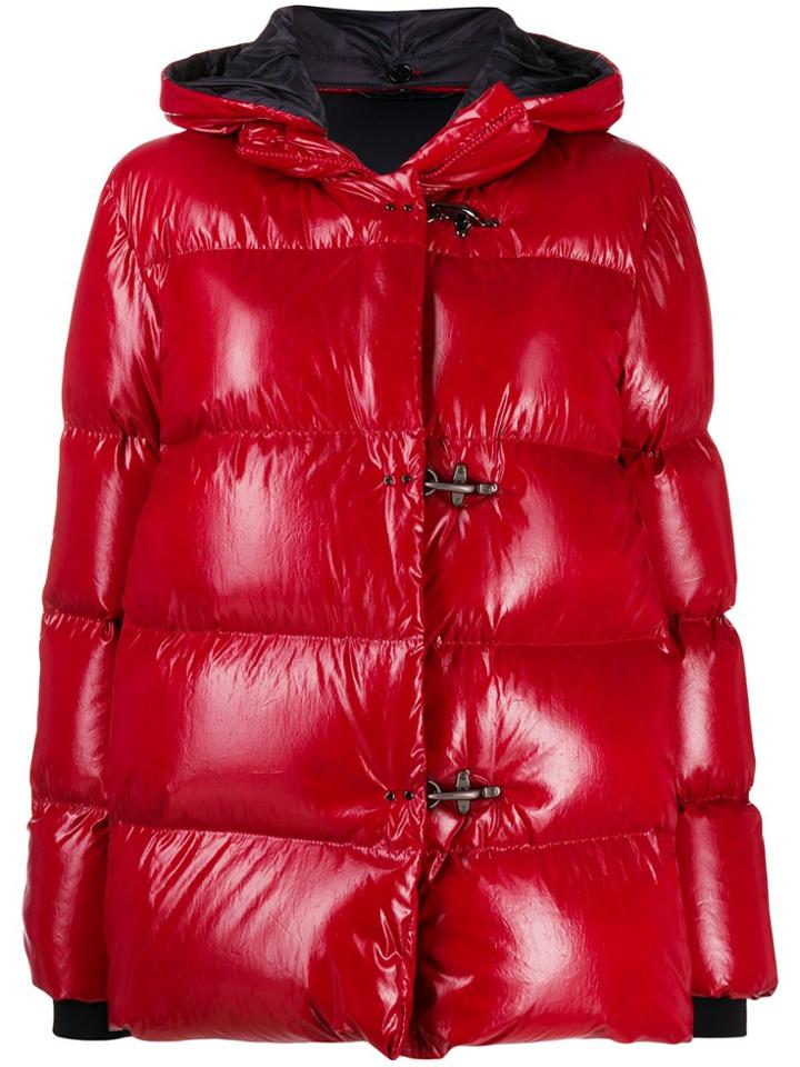 Fay Clasp Fastened Puffer Coat - Red