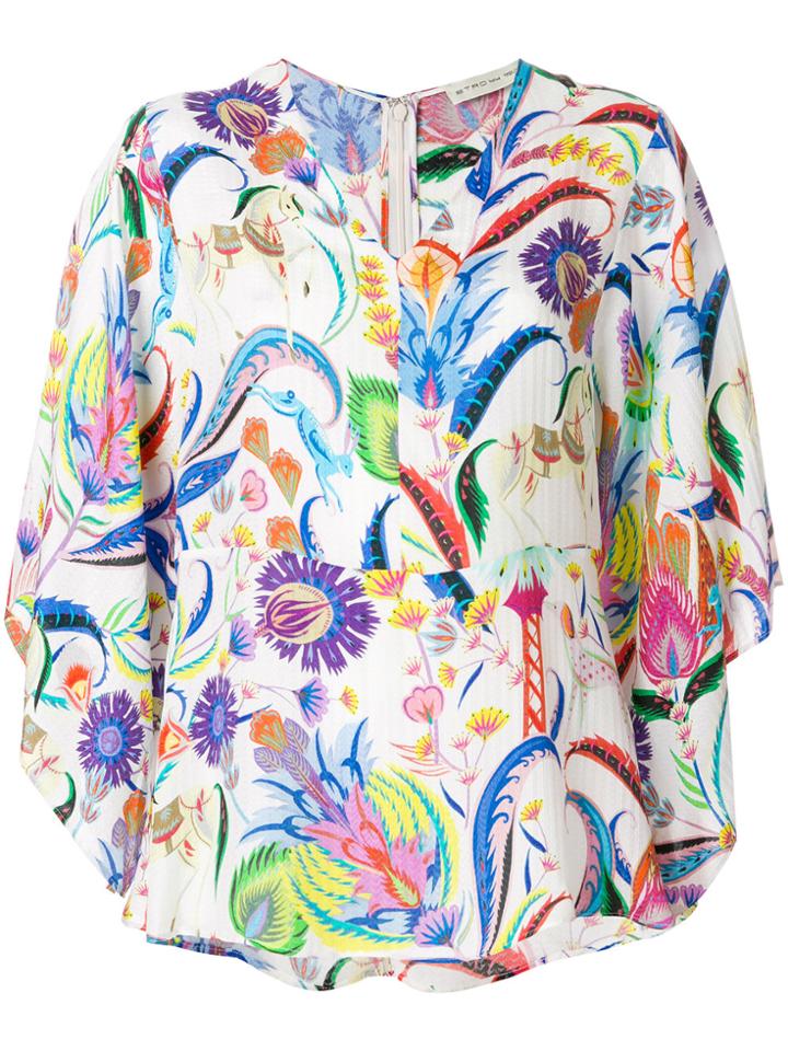 Etro Floral Print Peplum Blouse - White
