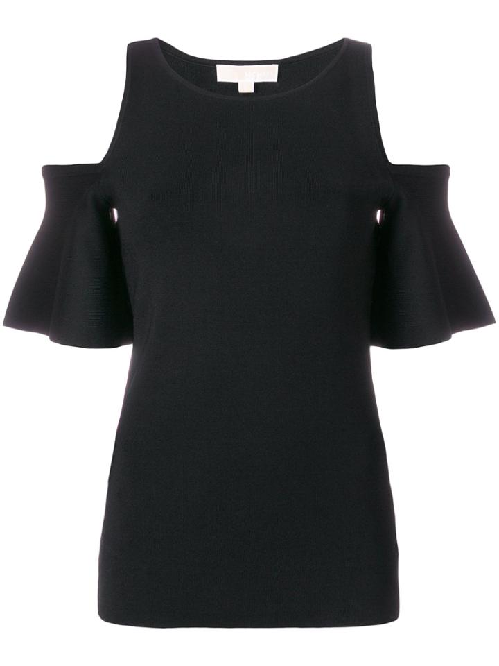 Michael Michael Kors Cold-shoulder Bell-sleeve Top - Black