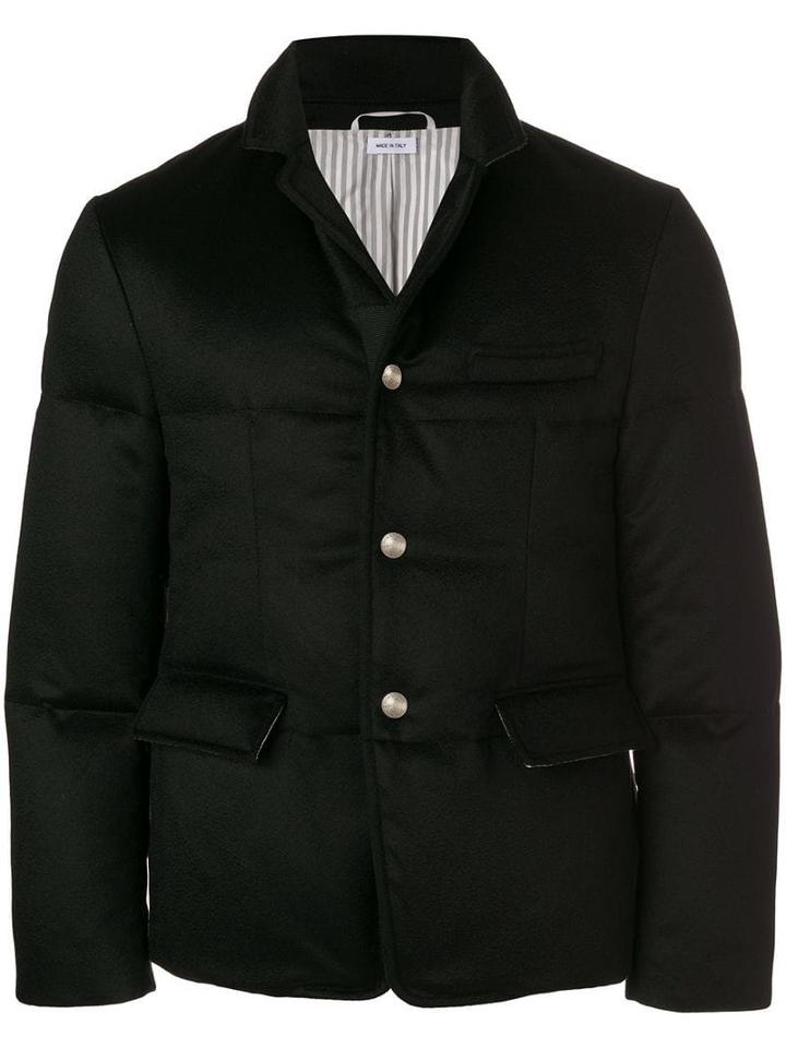 Thom Browne Tonal Grosgrain Down Sport Coat - Black