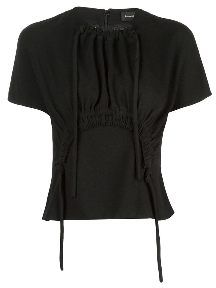 Proenza Schouler Textured Crepe Tie Detail Top - Black