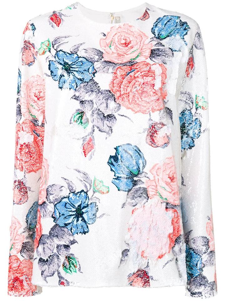 Nina Ricci Floral Sequinned Top - White