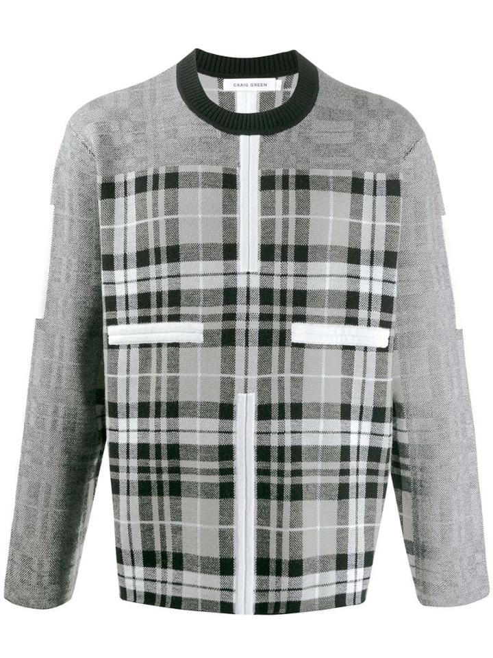 Craig Green Birdseye Checked Panel Jumper - Grey