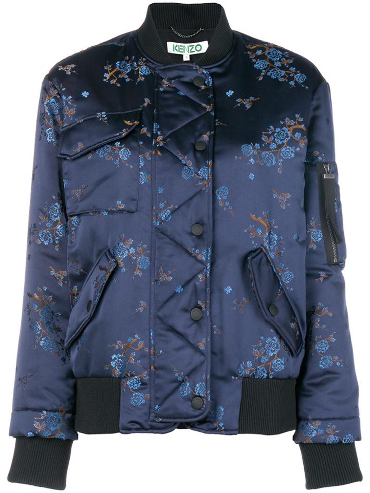 Kenzo Floral Print Bomber Jacket - Blue