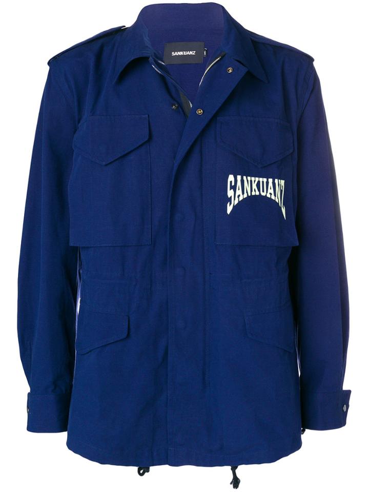 Sankuanz Logo Print Cargo Jacket - Blue
