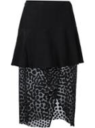 Cédric Charlier Lace Inset Pencil Skirt, Women's, Size: 40, Black, Polyester/rayon