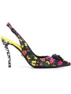 Versace Floral Print Slingback Pumps