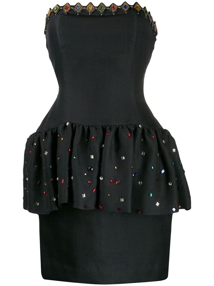 Yves Saint Laurent Pre-owned 1980's Strapless Peplum Dress - Black