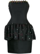 Yves Saint Laurent Pre-owned 1980's Strapless Peplum Dress - Black
