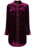 Saint Laurent Velvet Western Shirt Dress, Women's, Size: Small, Pink/purple, Viscose/silk