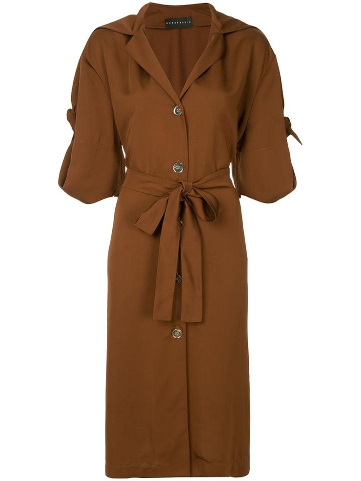 Nino Babukhadia Belted Shirt Dress - Brown