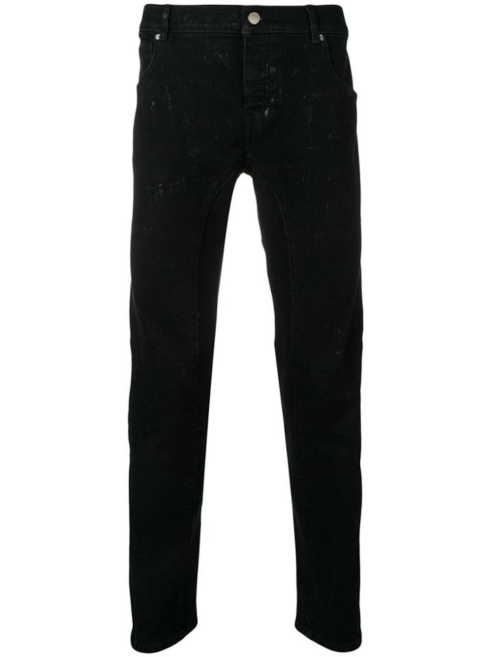 Les Hommes Urban Paint Splatter Effect Skinny Jeans - Black