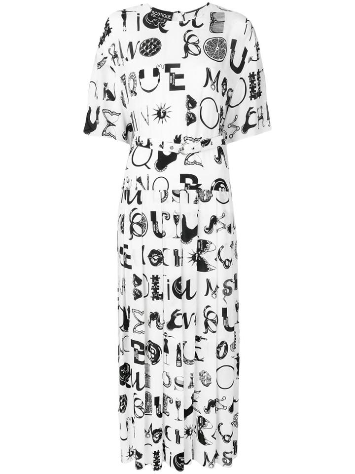 Boutique Moschino Long Pleated Dress - White