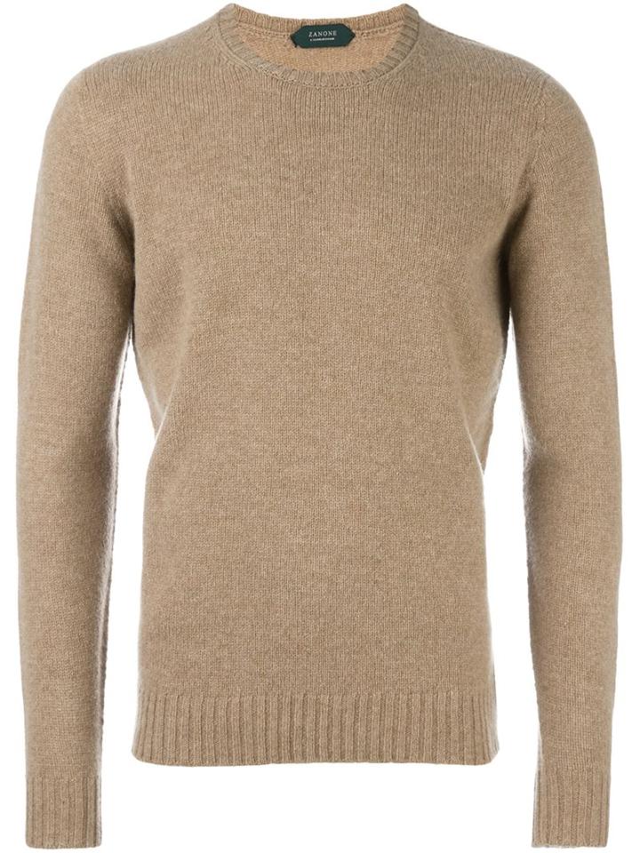 Zanone Crew Neck Jumper, Men's, Size: 48, Nude/neutrals, Virgin Wool
