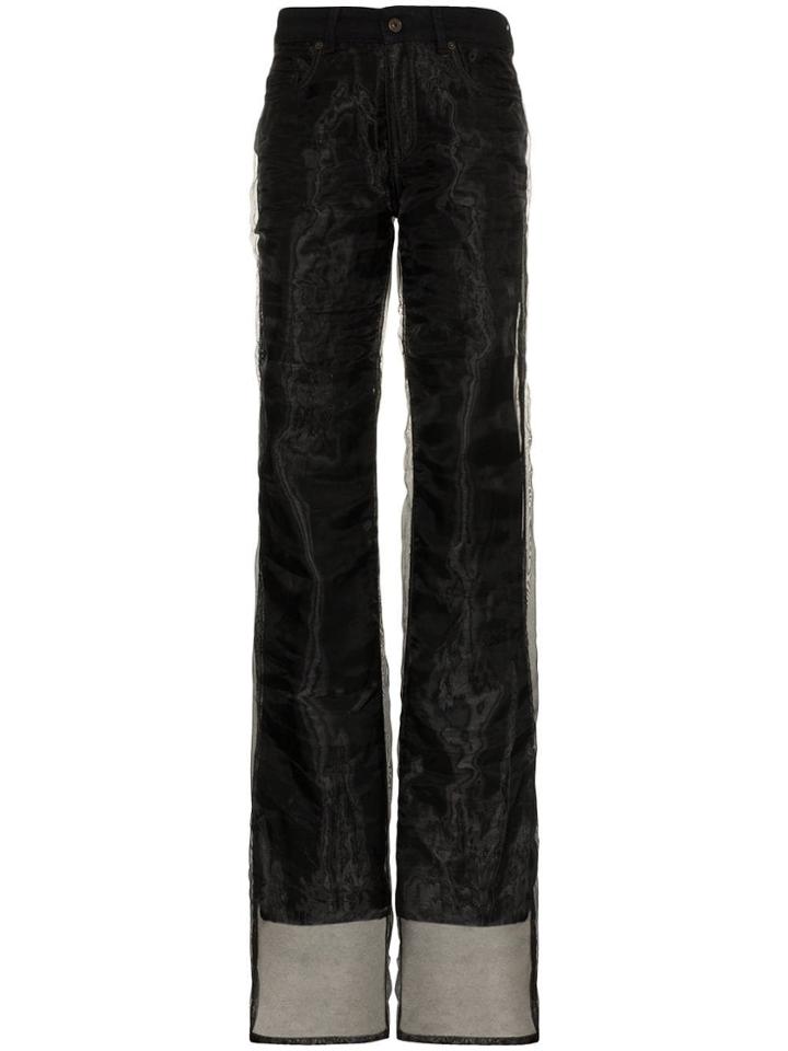 Y / Project Straight Leg Chiffon Layered Jeans - Black
