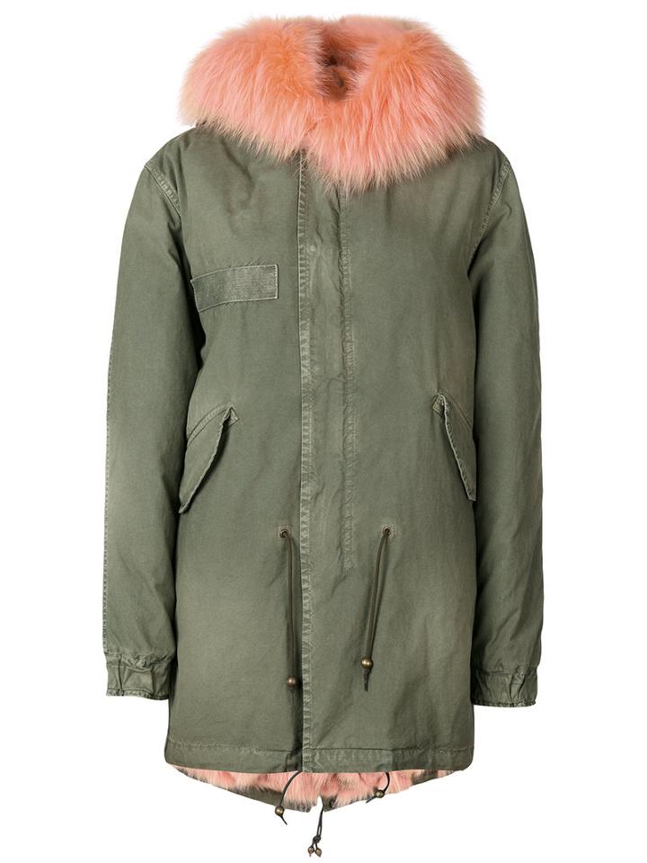 Mr & Mrs Italy - Fur Collar Parka - Women - Cotton/fox Fur/polyamide/racoon Fur - S, Green, Cotton/fox Fur/polyamide/racoon Fur