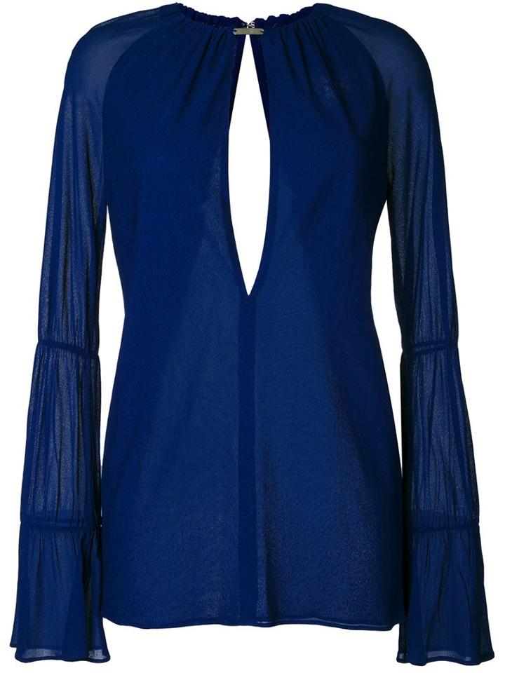 Jay Ahr Silver-tone Neck Slit Blouse