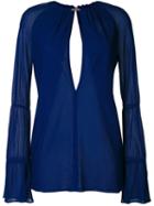 Jay Ahr Silver-tone Neck Slit Blouse