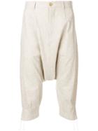 Comme Des Garçons Pre-owned Cropped Drop-crotch Trousers - Neutrals