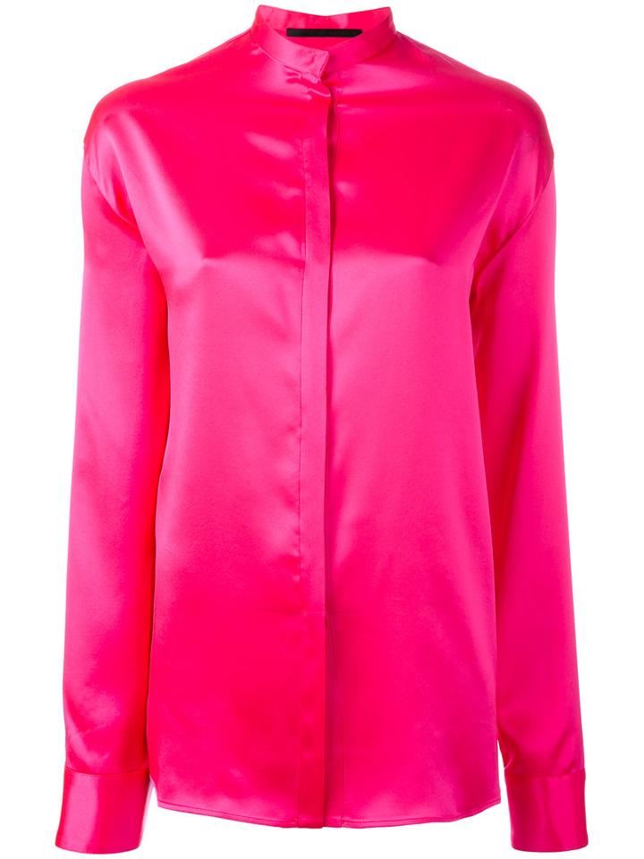 Haider Ackermann - Band Collar Shirt - Women - Silk - 36, Pink/purple, Silk