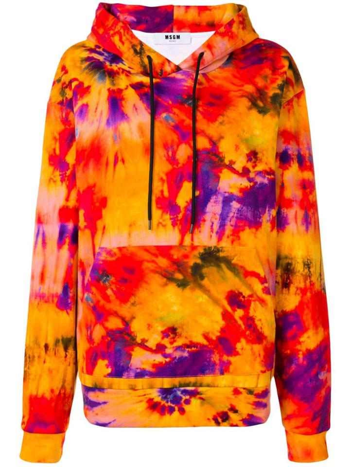 Msgm Tie-dye Drawstring Hoodie - Orange