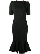 Dolce & Gabbana Fishtail Midi Dress, Women's, Size: 44, Black, Polyester/acetate/viscose/spandex/elastane