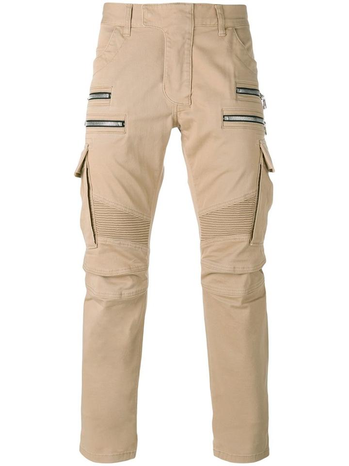 Balmain Biker Cargo Trousers, Men's, Size: 33, Nude/neutrals, Cotton/polyurethane