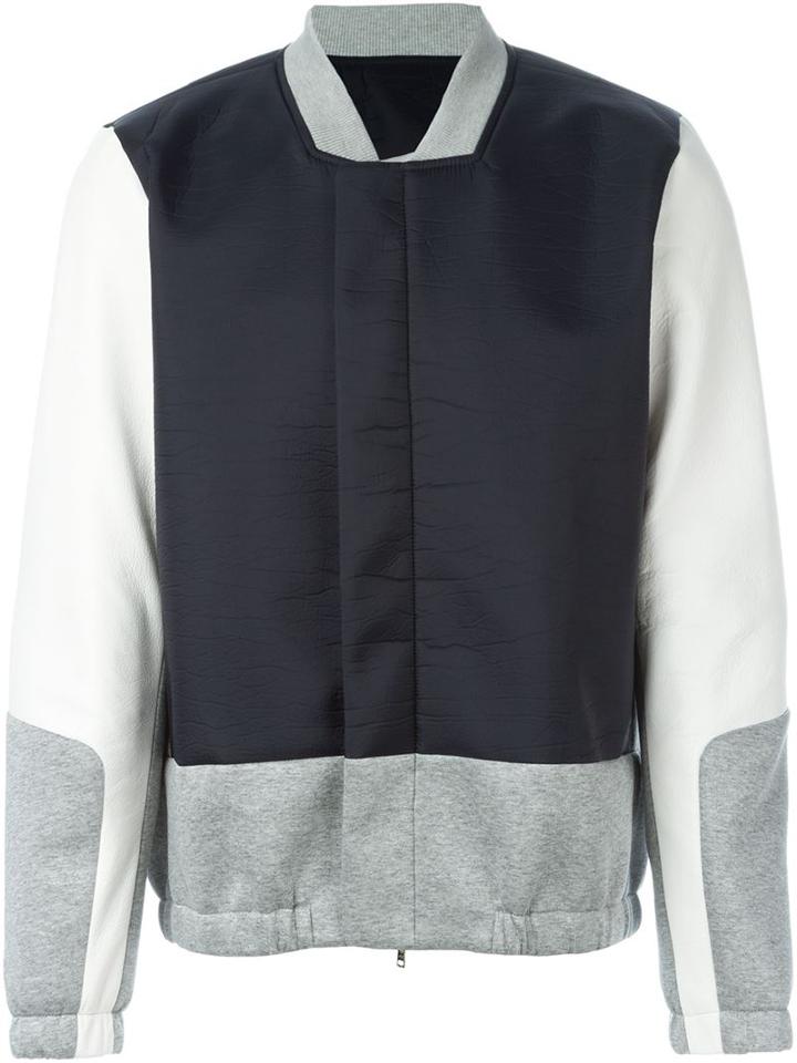 Tim Coppens Panelled Bomber Jacket, Men's, Size: Small, Blue, Lamb Skin/viscose/polyamide/cupro