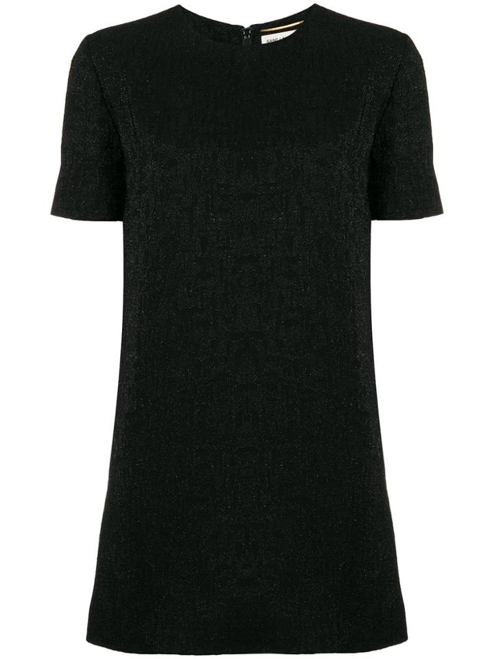 Saint Laurent Shiny Short Sleeved Dress - Black