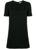 Saint Laurent Shiny Short Sleeved Dress - Black