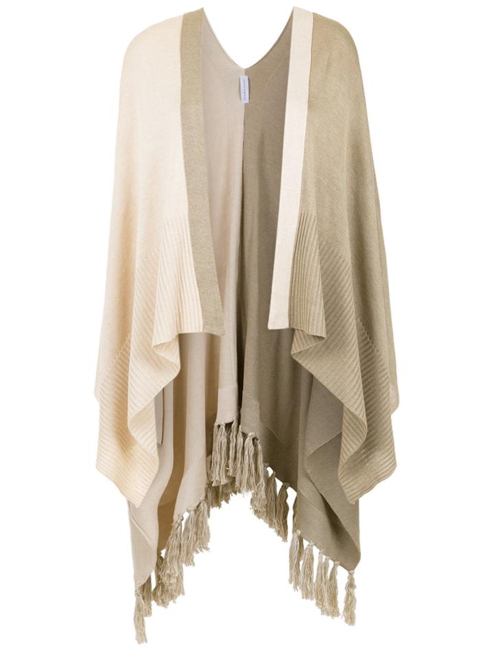 Mara Mac Fringed Knitted Coat - Nude & Neutrals