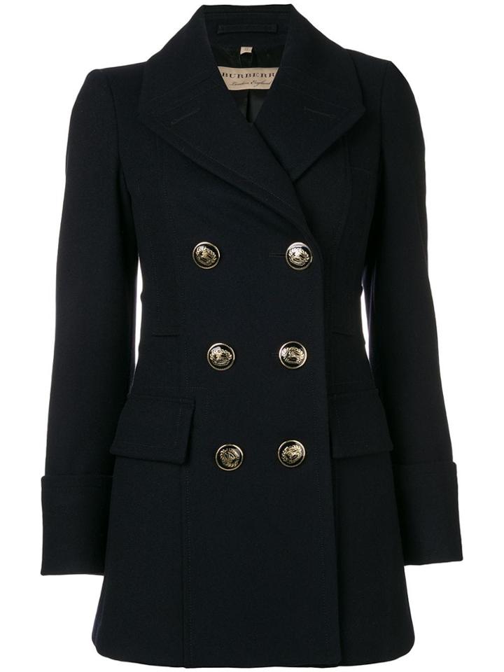 Burberry Double Breasted Short Coat - Blue