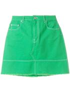Msgm Straight Denim Skirt - Green