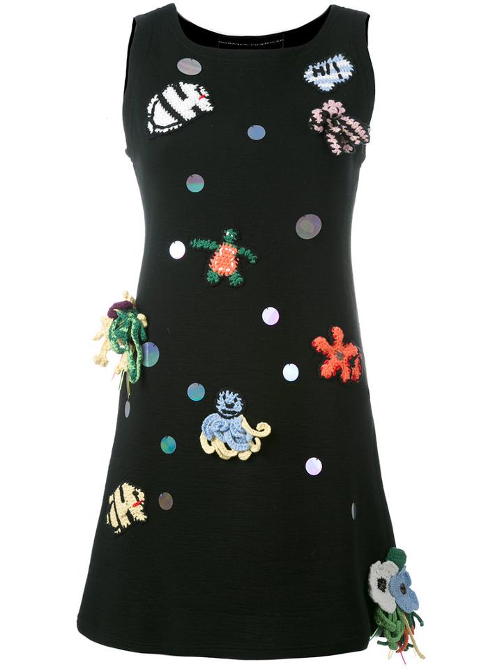 Michaela Buerger Patches Mini Tank Dress, Women's, Size: Small, Black, Cotton/polyester